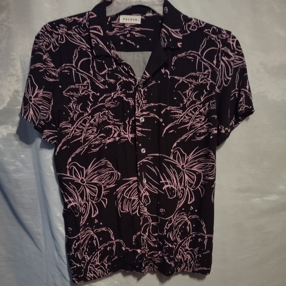 PacSun Black and Pink Casual Men's Shirt